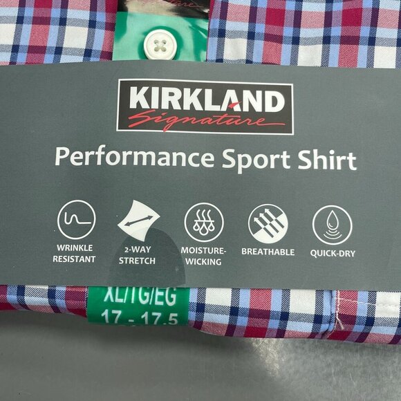 NEW Kirkland Signature Men's XL Performance Sport Dress Shirt Plaid - Picture 4 of 8